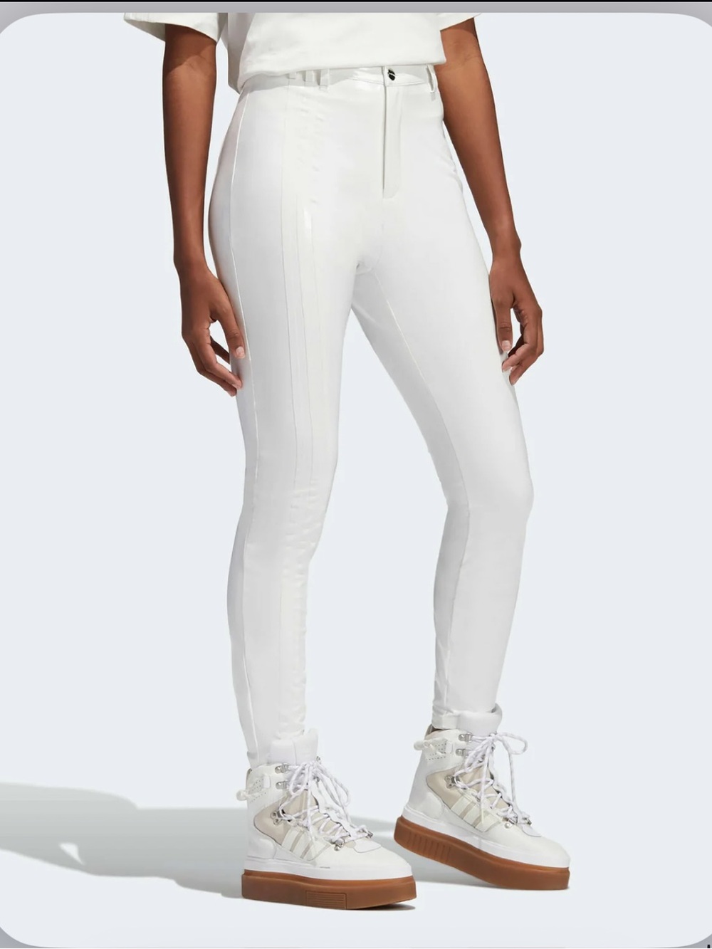 NWT Adidas X Ivy Park Core White Latex Slim Fit Pants Size Small